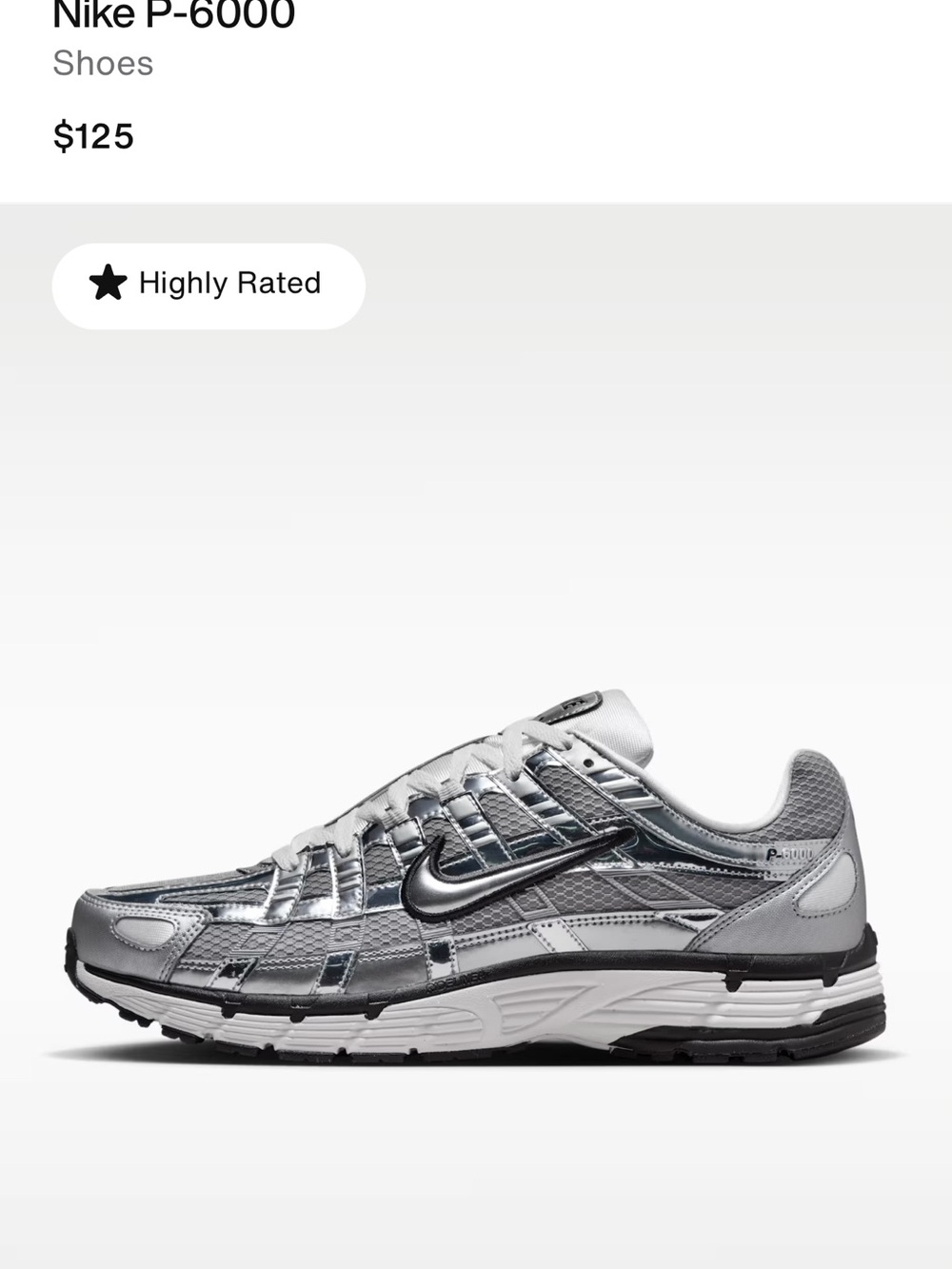 Nike P-6000 Men's Silver/White Athletic Sneakers men’s 11